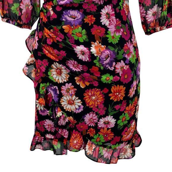 Marella Bacini Ruffle Dress NEW Women's SZ 4 Floral Sheer Sleeve Party Spring - Picture 7 of 15